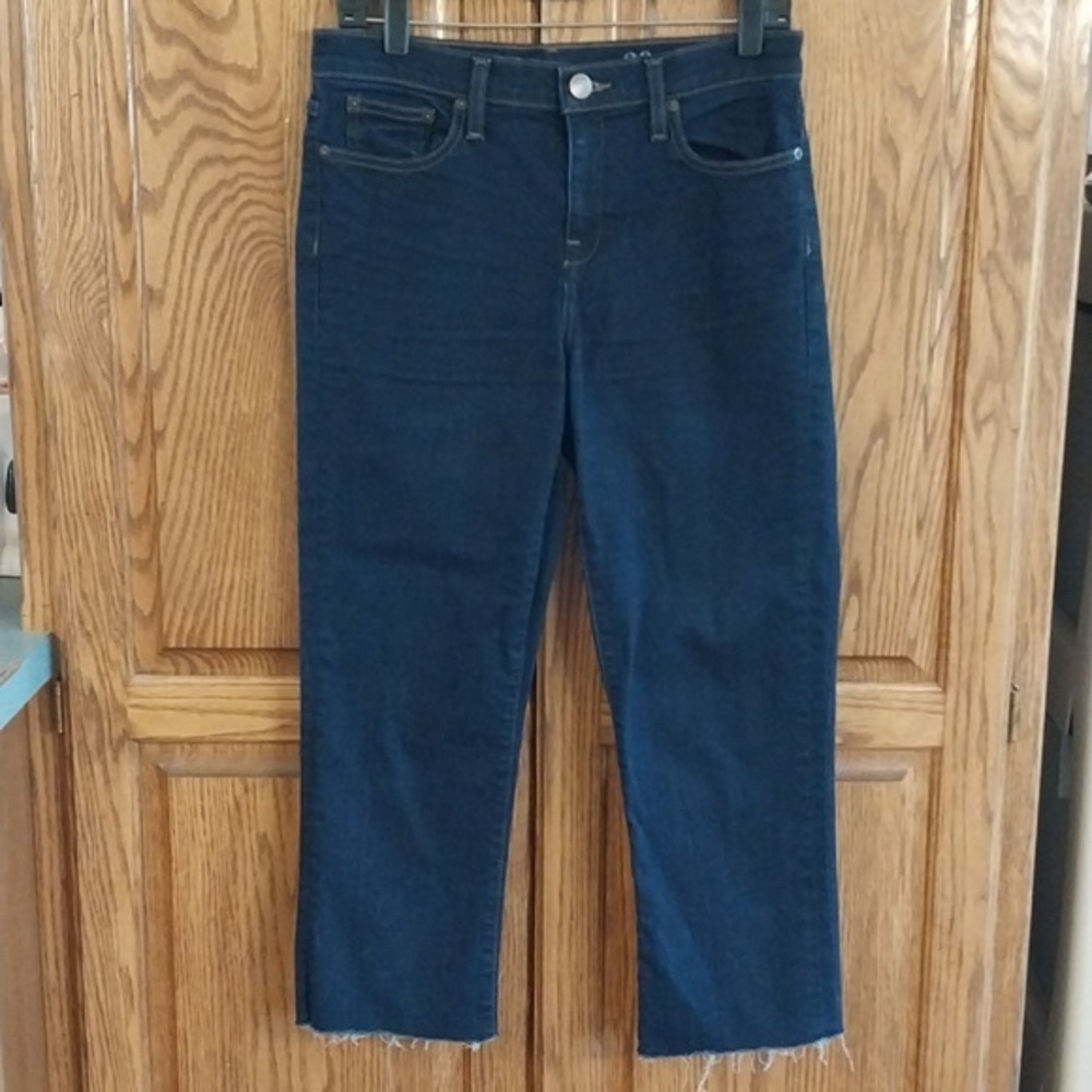 J. Crew Vintage Crop Raw Hem Mid-Rise Straight Leg Denim Jeans‎ Sz 29 Med Blue